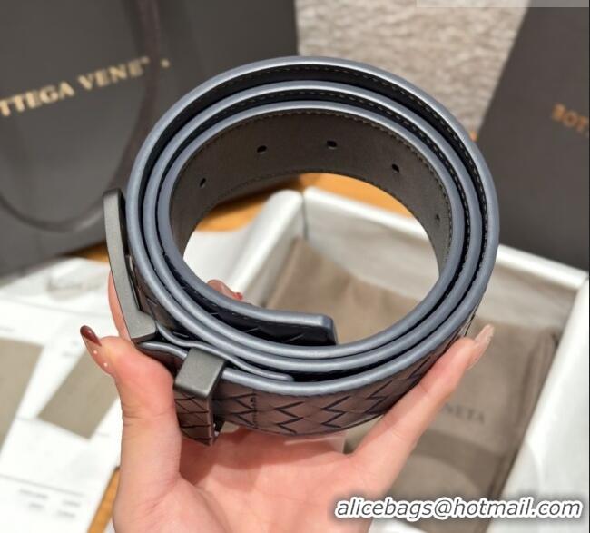 Best Product Bottega Veneta Intreccio Loop Belt BV111402 Blue/Black 2025