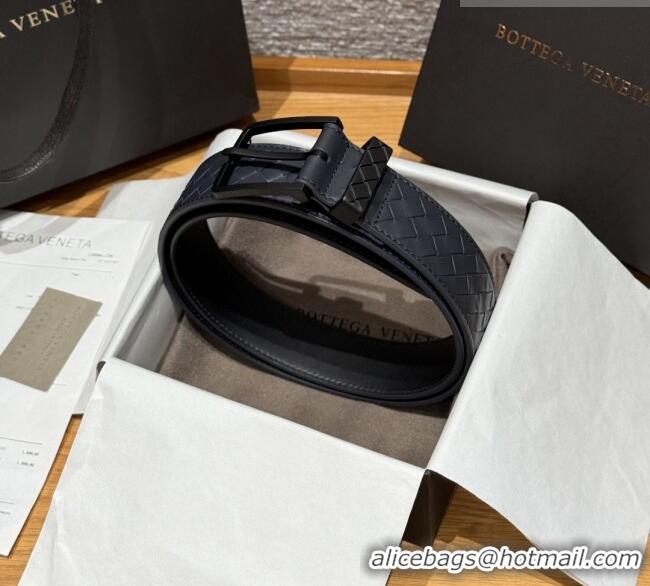 Best Product Bottega Veneta Intreccio Loop Belt BV111402 Blue/Black 2025