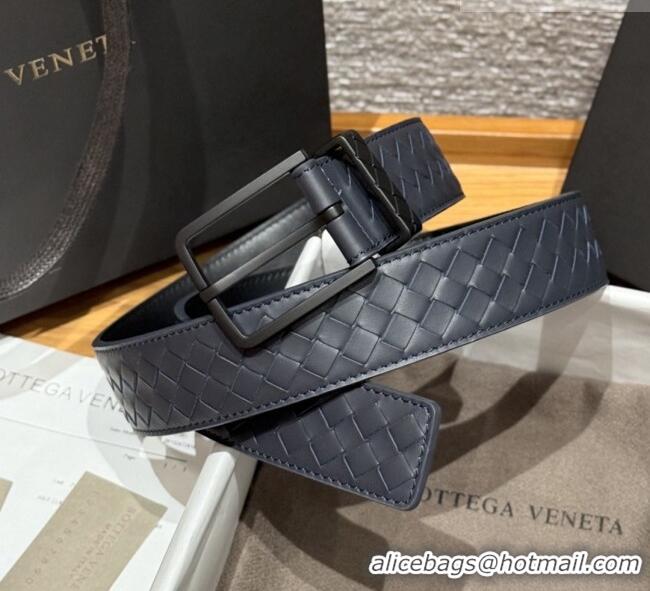 Best Product Bottega Veneta Intreccio Loop Belt BV111402 Blue/Black 2025