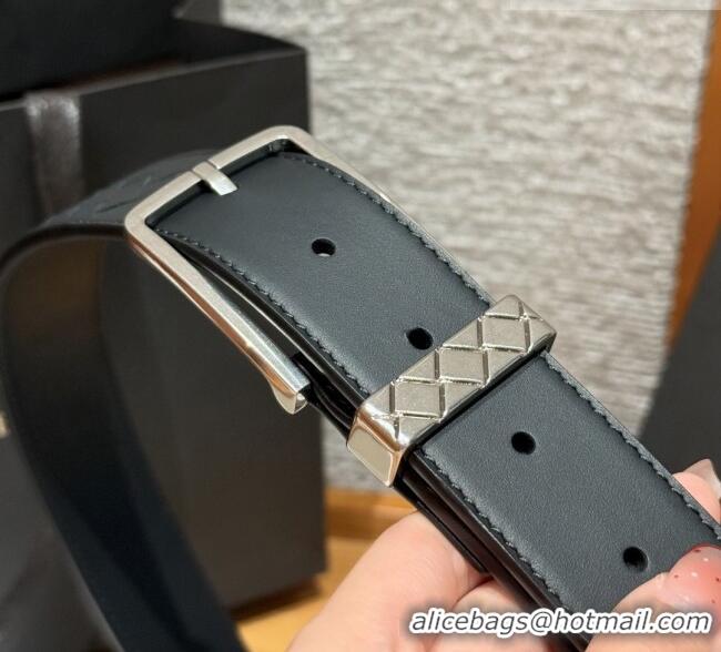 Luxury Discount Bottega Veneta Intreccio Loop Belt BV111403 Black/Silver 2025