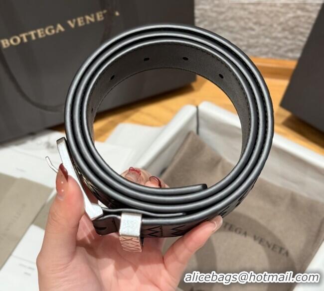 Luxury Discount Bottega Veneta Intreccio Loop Belt BV111403 Black/Silver 2025