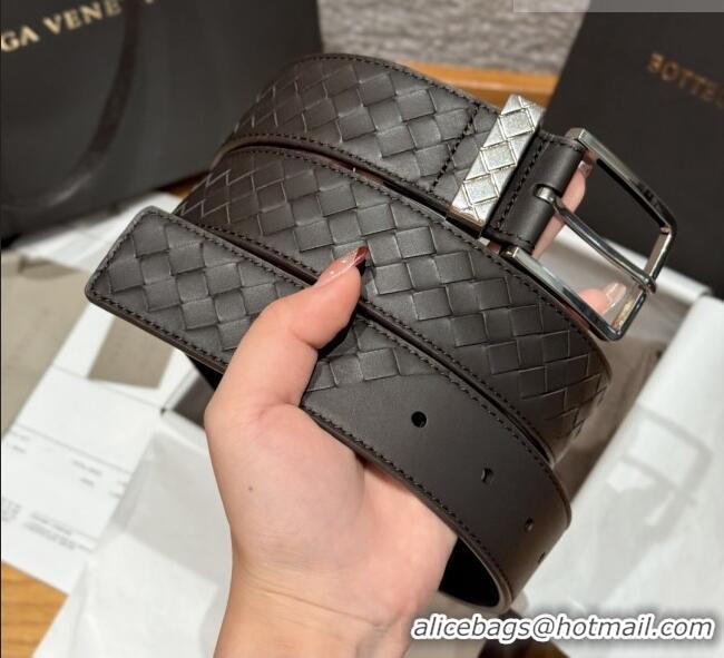 Good Looking Bottega Veneta Intreccio Loop Belt BV111404 Chocolate/Silver 2025