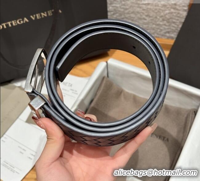 Luxury Cheap Bottega Veneta Intreccio Loop Belt BV111405 Blue/Silver 2025