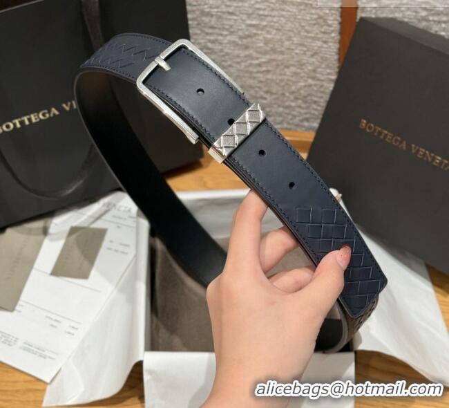 Luxury Cheap Bottega Veneta Intreccio Loop Belt BV111405 Blue/Silver 2025