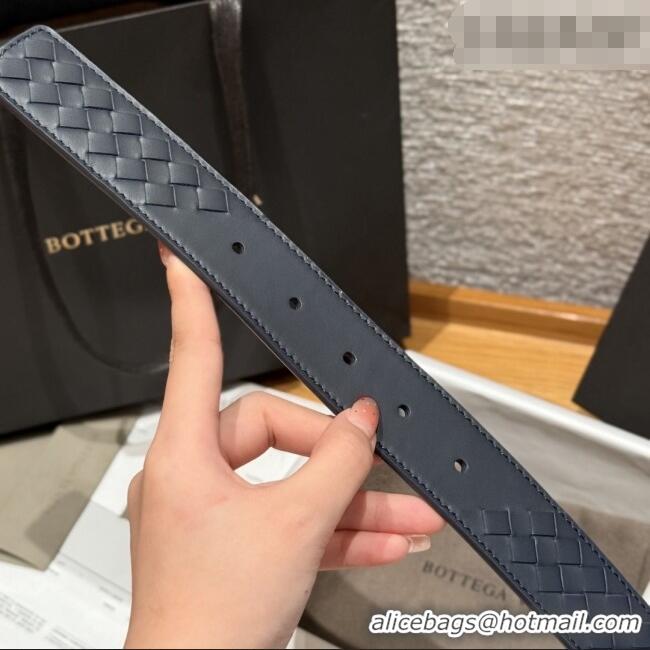 Luxury Cheap Bottega Veneta Intreccio Loop Belt BV111405 Blue/Silver 2025