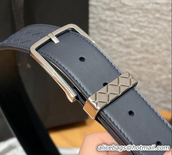 Luxury Cheap Bottega Veneta Intreccio Loop Belt BV111405 Blue/Silver 2025