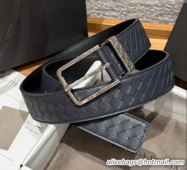 Luxury Cheap Bottega Veneta Intreccio Loop Belt BV111405 Blue/Silver 2025