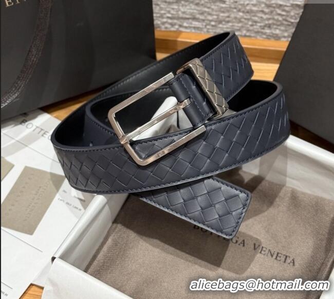 Luxury Cheap Bottega Veneta Intreccio Loop Belt BV111405 Blue/Silver 2025