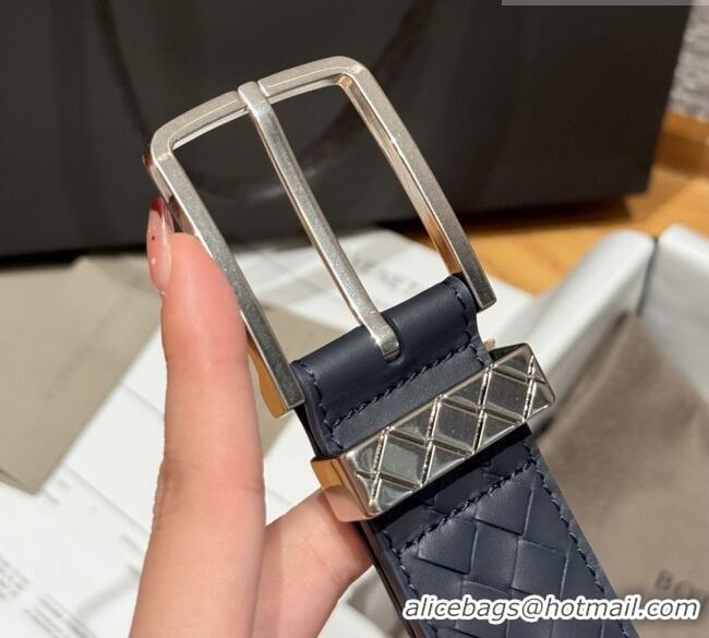 Luxury Cheap Bottega Veneta Intreccio Loop Belt BV111405 Blue/Silver 2025