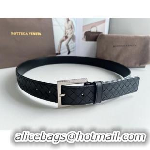 Discount Design Bottega Veneta Intreccio Loop Belt 3.5cm BV111701 Black/Silver 2025
