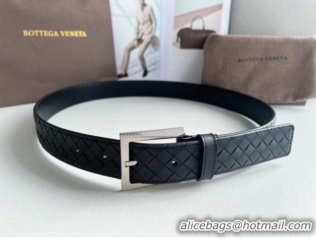 Discount Design Bottega Veneta Intreccio Loop Belt 3.5cm BV111701 Black/Silver 2025