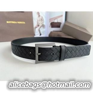 Good Product Bottega Veneta Intreccio Loop Belt 3.5cm BV111703 Black/Black 2025