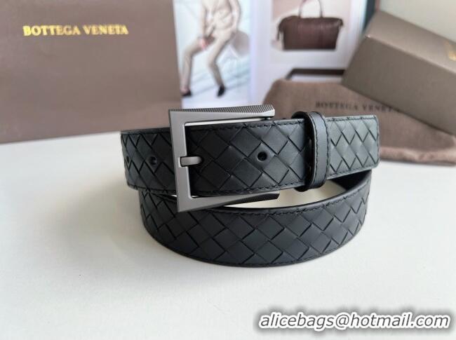 Good Product Bottega Veneta Intreccio Loop Belt 3.5cm BV111703 Black/Black 2025