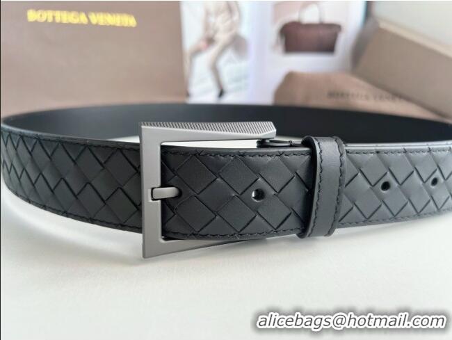 Good Product Bottega Veneta Intreccio Loop Belt 3.5cm BV111703 Black/Black 2025