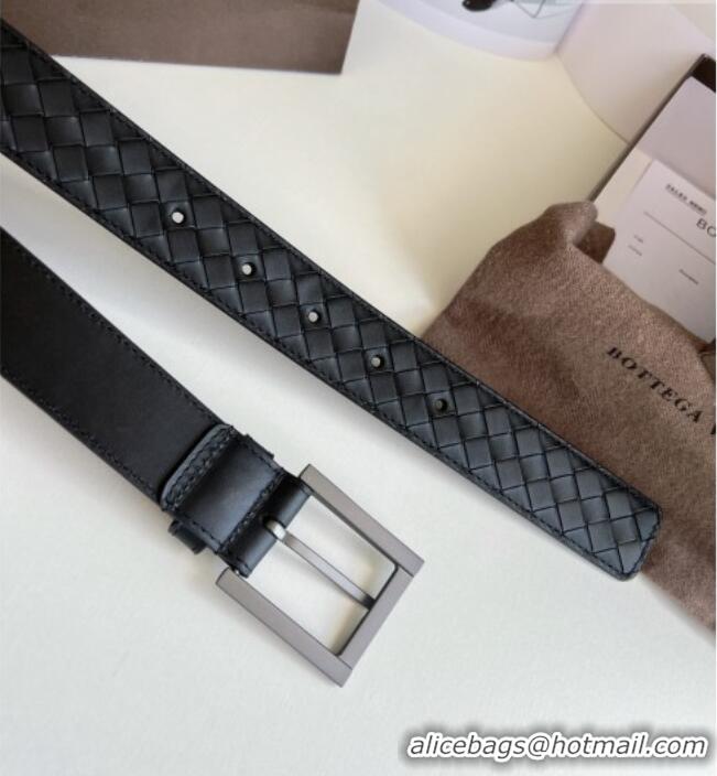 Good Product Bottega Veneta Intreccio Loop Belt 3.5cm BV111703 Black/Black 2025