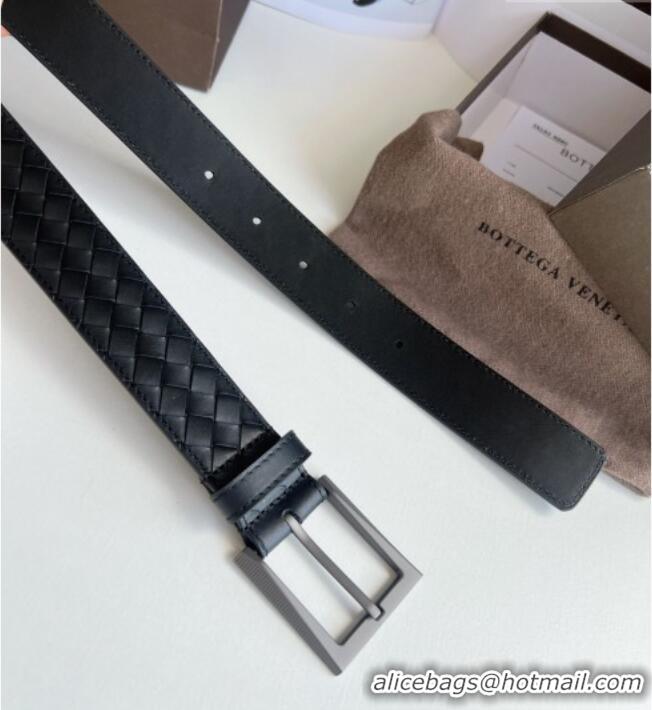 Good Product Bottega Veneta Intreccio Loop Belt 3.5cm BV111703 Black/Black 2025