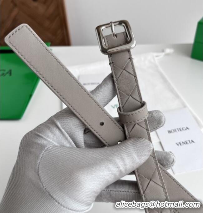 Top Design Bottega Veneta Women's Contour Belt 2cm BV111704 Grey/Silver 2025