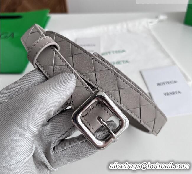Top Design Bottega Veneta Women's Contour Belt 2cm BV111704 Grey/Silver 2025