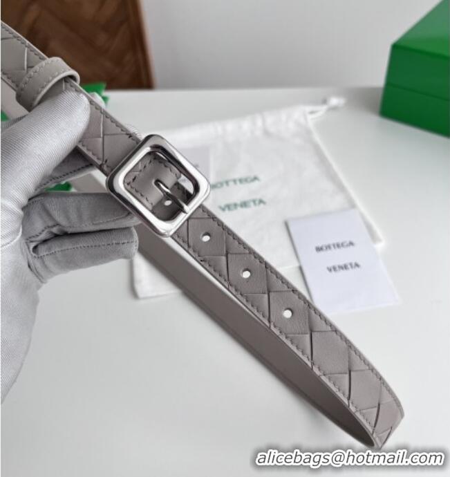 Top Design Bottega Veneta Women's Contour Belt 2cm BV111704 Grey/Silver 2025