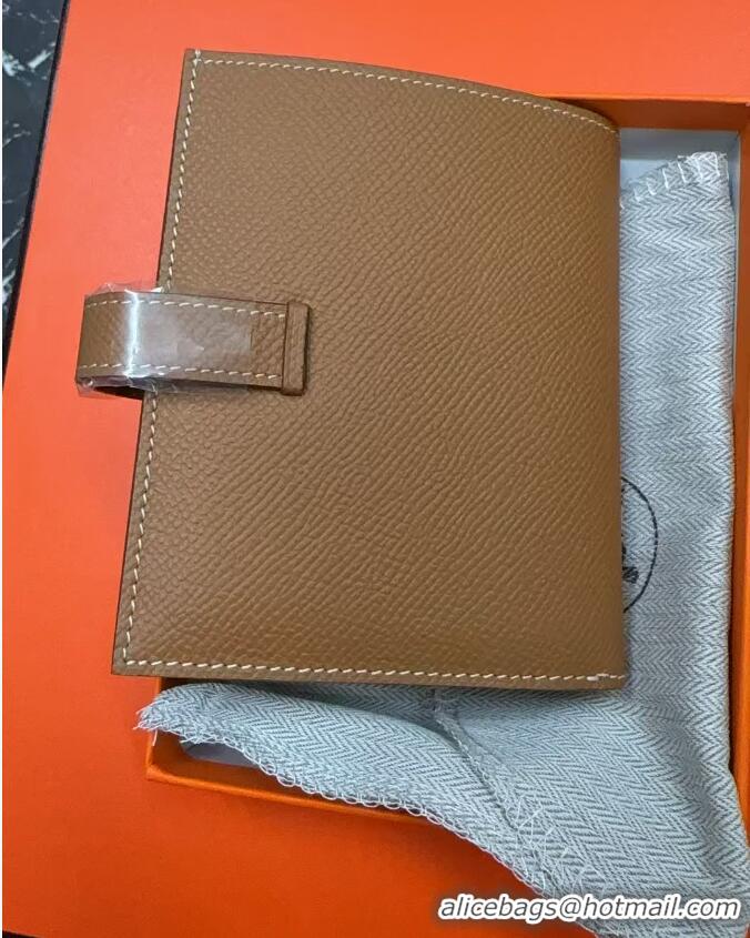 Perfect HERMES BEARN SHORT WALLET IN ORIGINAL EPSOM LEATHER H945116 Tan