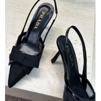 Best Grade Prada Mesh fabric slingbacks pump 7.5cm with bow Black 1I308O 0227091