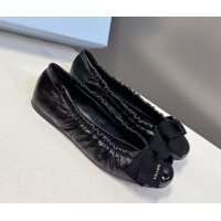 Low Cost Prada Patent leather ballerinas flat with bow Black 1F322O 0227107