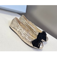 Stylish Prada Nappa leather ballerinas flat with bow Platinum 1F322O 0227112