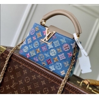 Luxury Cheap Louis Vuitton Capucines Mini Bag in Denim Blue/Cream GOTS-certified cotton M12947 2026