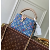 Luxury Cheap Louis Vuitton Capucines Mini Bag in Denim Blue/Cream GOTS-certified cotton M12947 2026