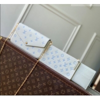 Most Popular Louis Vuitton Pochette Félicie Bag in Milky White/Blue Cowhide Leather M28127 2026
