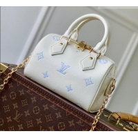 Popular Style Louis Vuitton Speedy Bandoulière 20 in Milky White/Blue Cowhide Leather M28314 2026