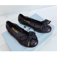 Good Product Prada Nappa leather ballerinas flat with bow Black 1F322O 0227121