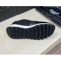 Fashion Prada Men's Prax 01 nylon and leather sneakers Black/White 1E804M 0228043