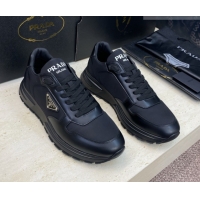 Top Grade Prada Men's Prax 01 nylon and leather sneakers Black2 1E804M 0228044