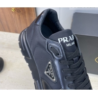 Top Grade Prada Men's Prax 01 nylon and leather sneakers Black2 1E804M 0228044
