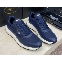 Best Price Prada Men's Prax 01 nylon and leather sneakers Blue 1E804M 0228046
