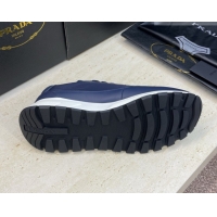 Best Price Prada Men's Prax 01 nylon and leather sneakers Blue 1E804M 0228046
