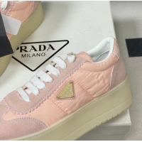 Sumptuous Prada Downtown Bold Nylon and Suede Platform Sneakers 5cm Light Pink 0228049