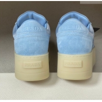 Charming Prada Downtown Bold Nylon and Suede Platform Sneakers 5cm Blue 1E792M 0228053