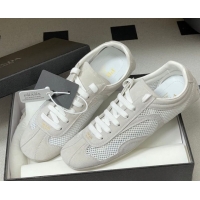 Top Grade Prada Montecarlo Re-Edition 2005 suede and mesh sneakers Light Grey 1E247O 0228057