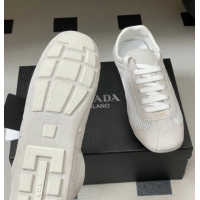 Top Grade Prada Montecarlo Re-Edition 2005 suede and mesh sneakers Light Grey 1E247O 0228057