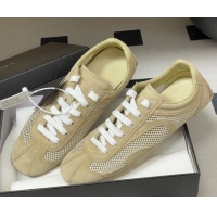 Good Quality Prada Montecarlo Re-Edition 2005 suede and mesh sneakers Beige 1E247O 0228059