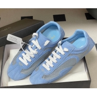 Pretty Style Prada Montecarlo Re-Edition 2005 suede and mesh sneakers Blue 1E247O 0228060