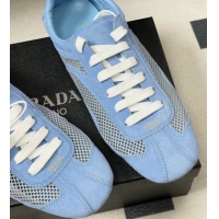 Pretty Style Prada Montecarlo Re-Edition 2005 suede and mesh sneakers Blue 1E247O 0228060