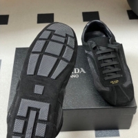 Best Grade Prada Montecarlo Re-Edition 2005 suede and Re-Nylon sneakers Black 1E247O 0228064