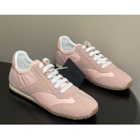 Best Grade Prada Re-Nylon and suede laced sneakers Light Pink 60228073