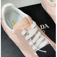 Best Grade Prada Re-Nylon and suede laced sneakers Light Pink 60228073