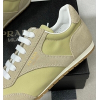 Best Price Prada Re-Nylon and suede laced sneakers Beige/Green 1E152O 60228075