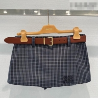 Top Grade Miu Miu Plaid Mini Shorts MM020601 Blue/Grey 2026