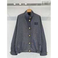 Luxury Cheap Miu Miu Plaid Jacket MM020601 Blue/Grey 2026
